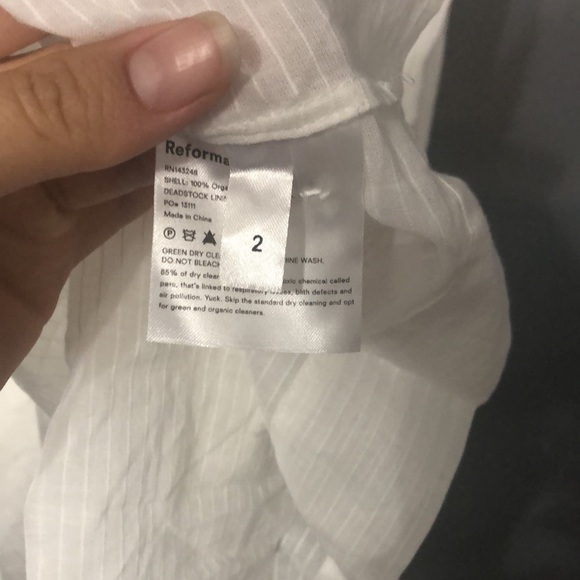 Reformation Oxford Sheer Lace Short Sleeve Button Front Maxi Dress in White - Picture 12 of 15